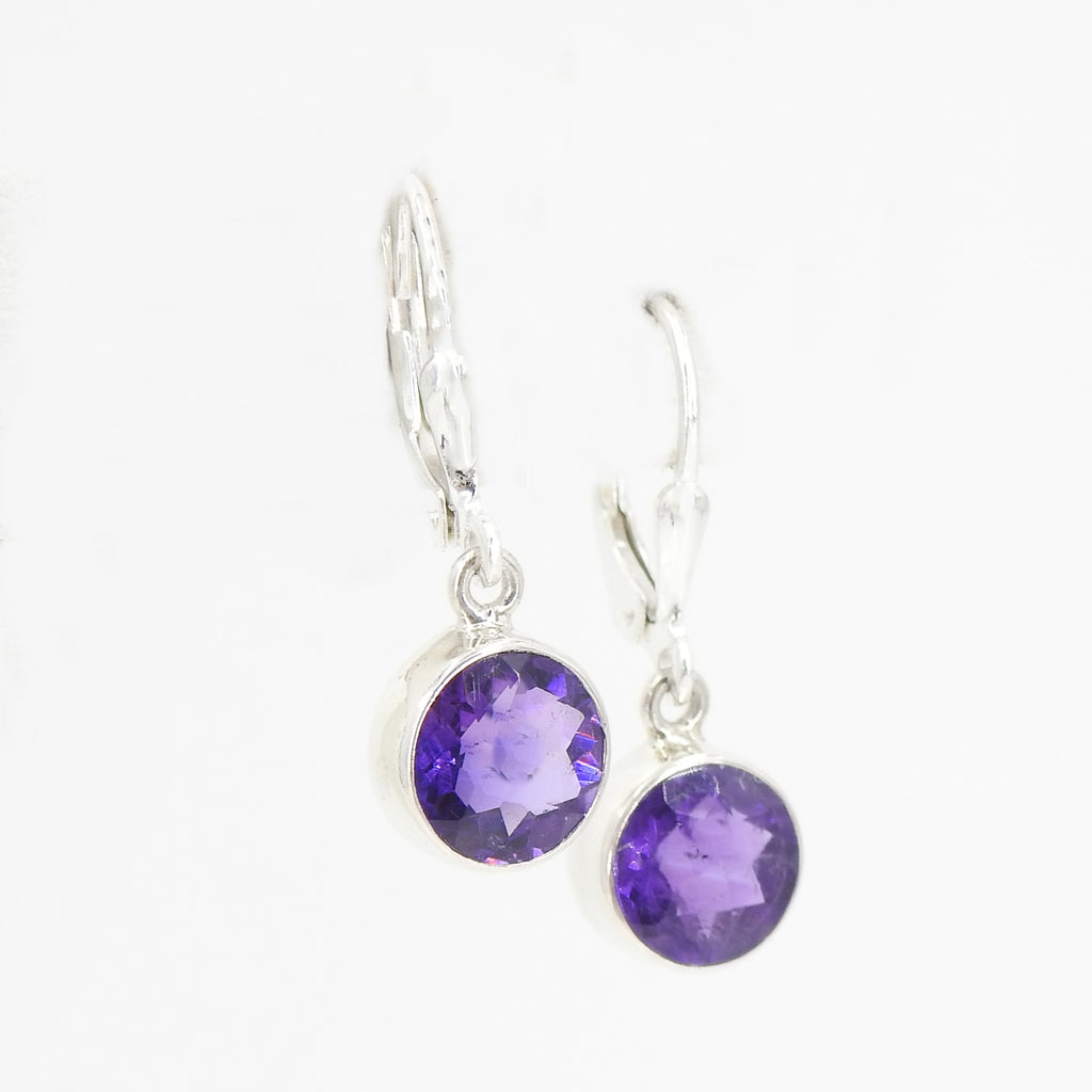 S/S Faceted Amethyst Earring