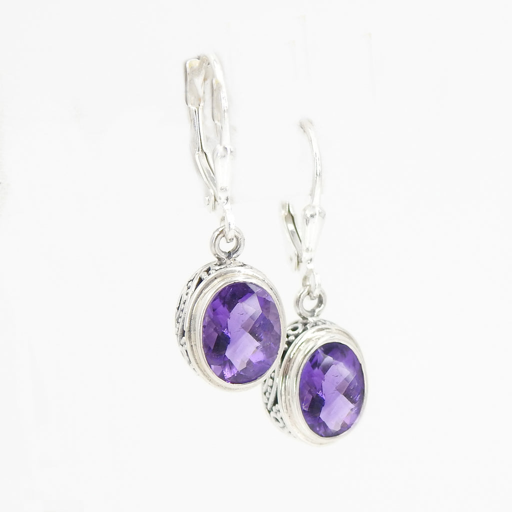 S/S Faceted Amethyst Earring