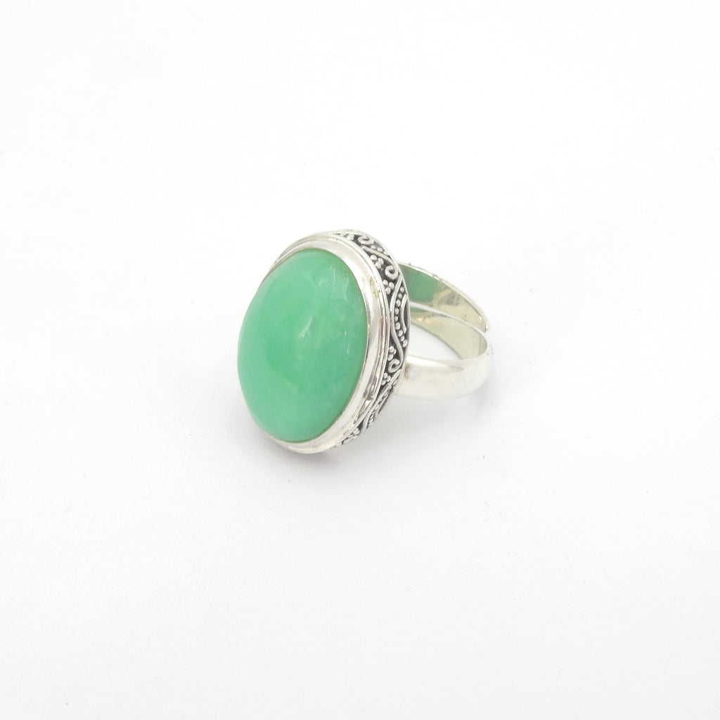 Sterling Silver Chrysoprase Adjustable Ring