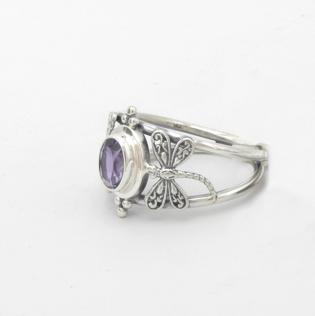 Sterling Silver Amethyst & Butterfly Ring