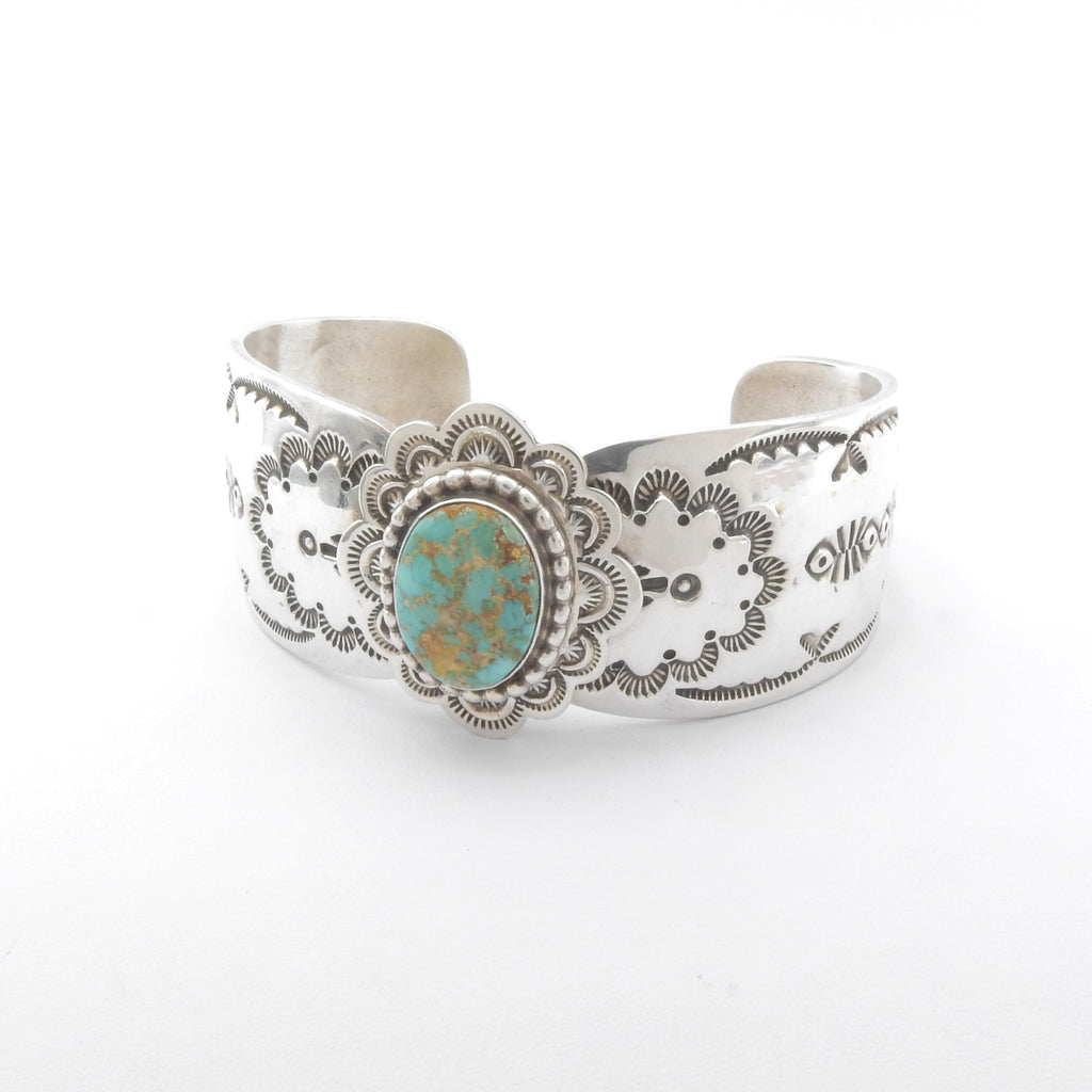 Sterling Silver Kingman Turquoise Native American Cuff Bracelet