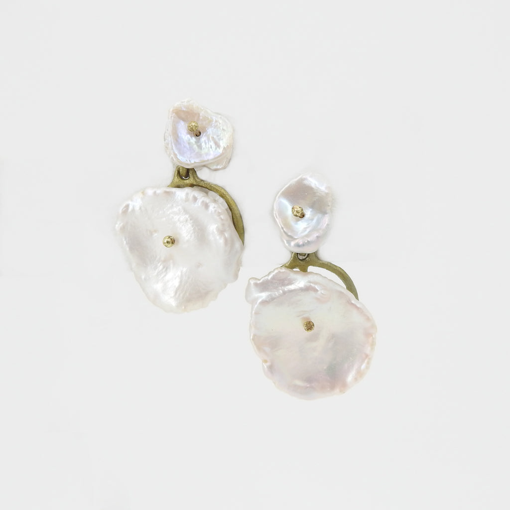 Silver Dollar Pearl Post Earring