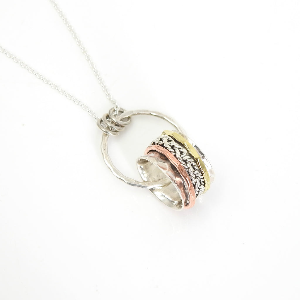 Sterling Silver Spinner Ring Necklace