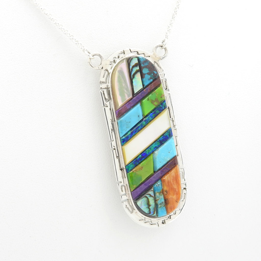 Sterling Silver Double Sided Inlay Necklace