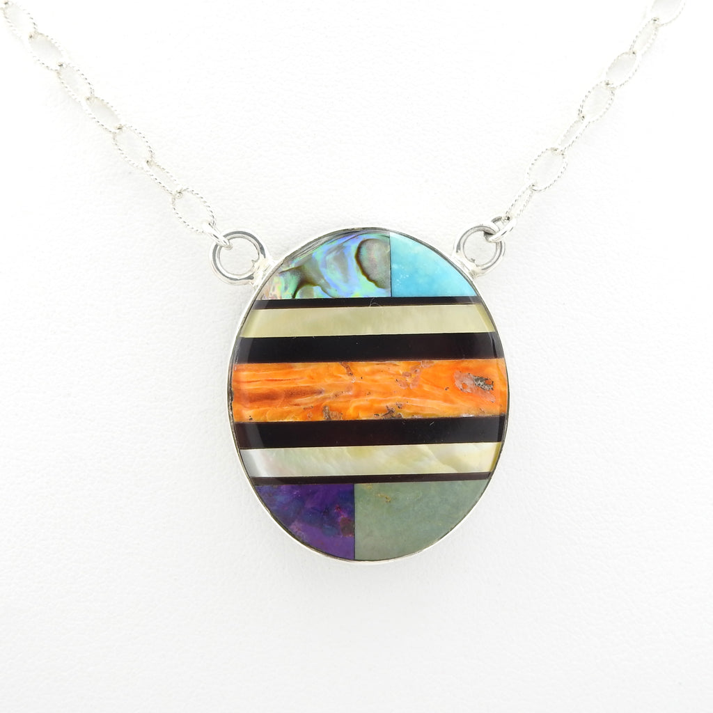 Sterling Silver Double Sided Galaxy Inlay Necklace