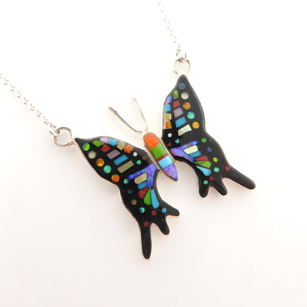Sterling Silver Inlay Butterfly Necklace