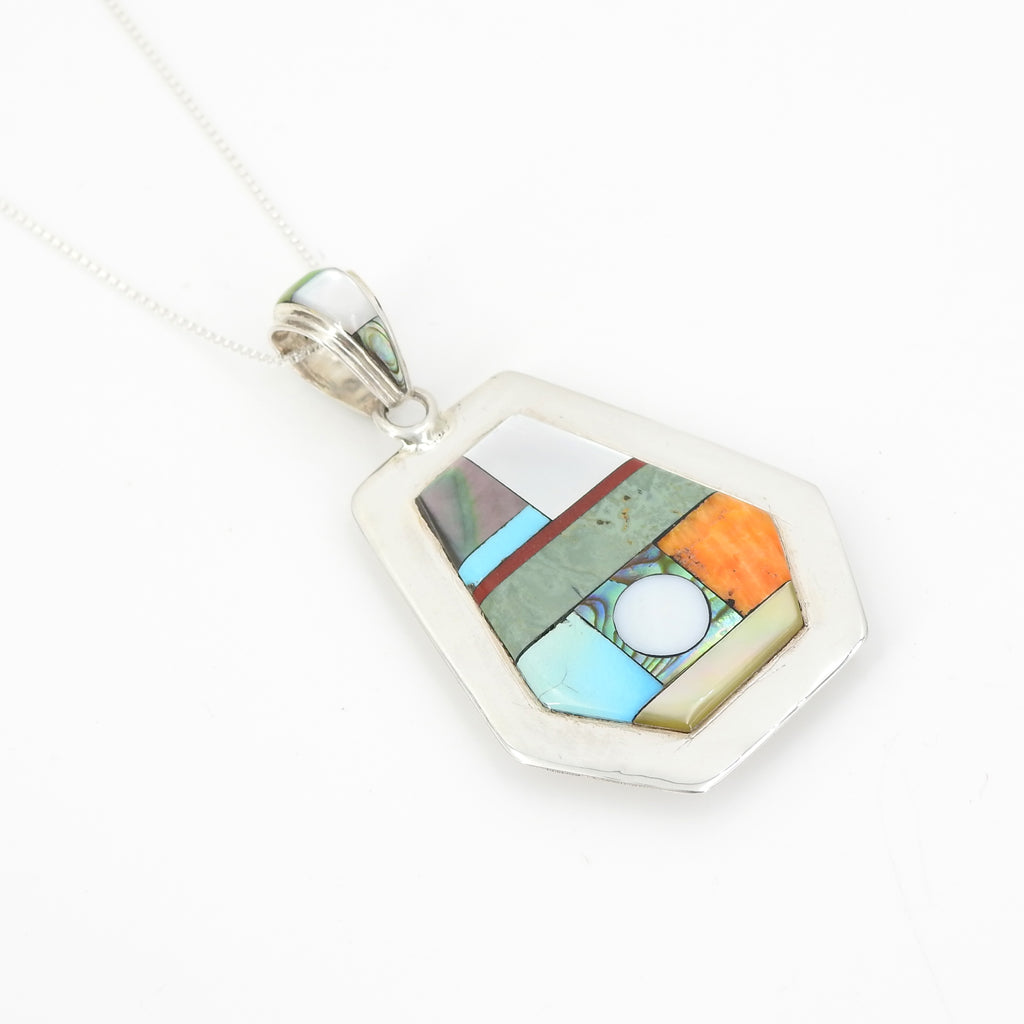 Sterling Silver Solar Inlay Double Sided Pendant