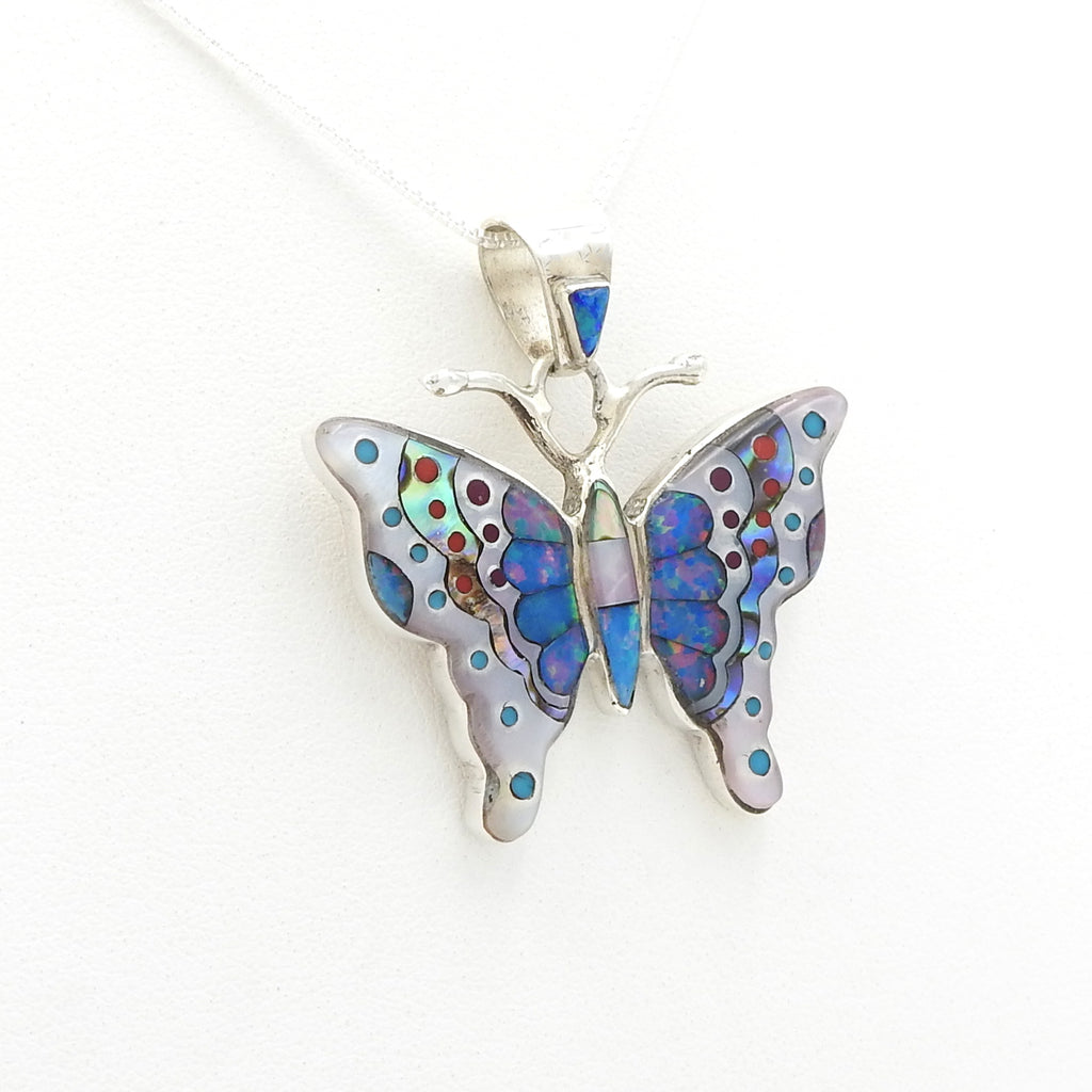 Sterling Silver Inlay Butterfly Pendant