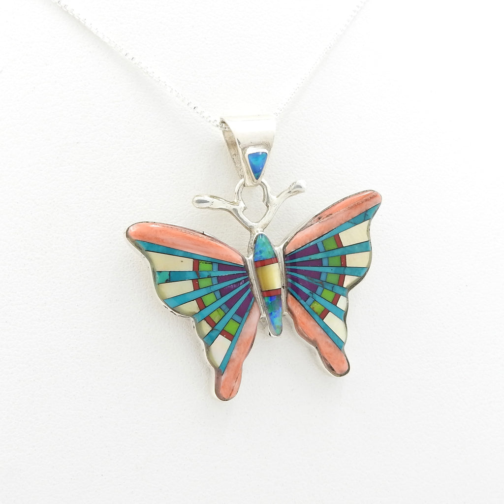 Sterling Silver Butterfly Inlay Pendant