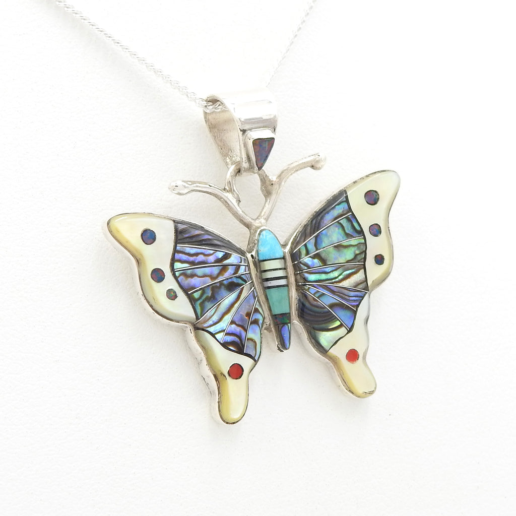 Sterling Silver Butterfly Inlay Pendant