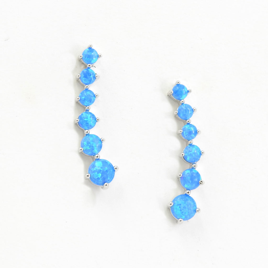 Sterling Silver Six Created Opal Earrings