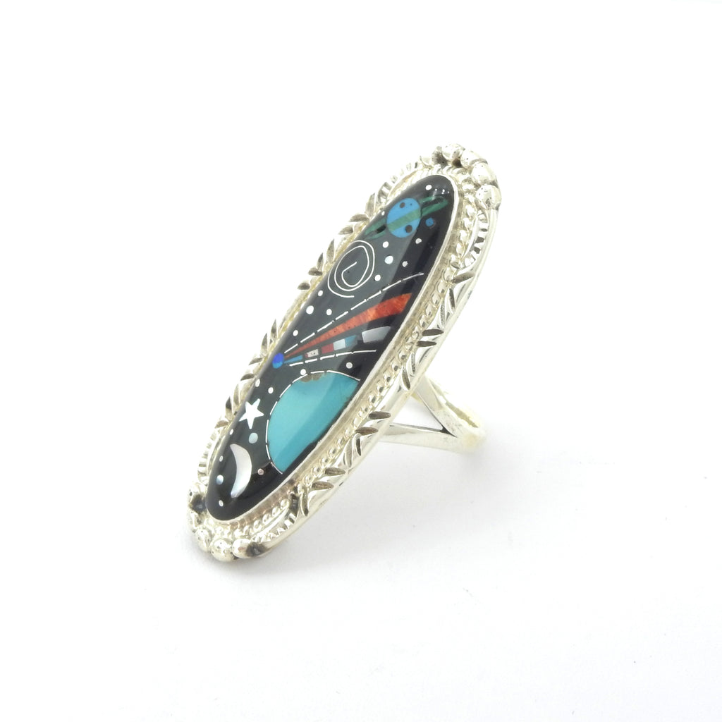 Sterling Silver Large Inlay Galaxy Ring