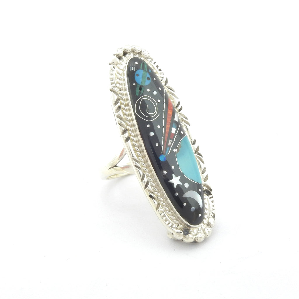 Sterling Silver Large Inlay Galaxy Ring