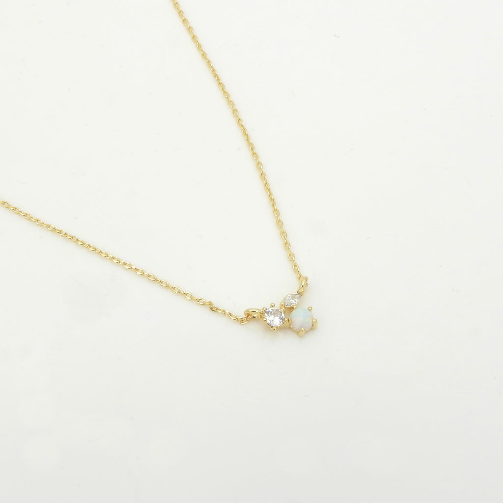 Delicate CZ & Created Opal Necklace