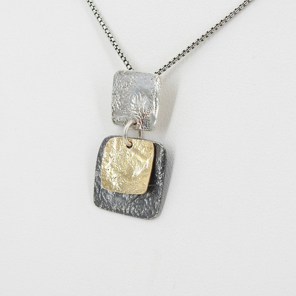 Sterling Silver Tri-Color Necklace w/ 14K Gold Vermeil