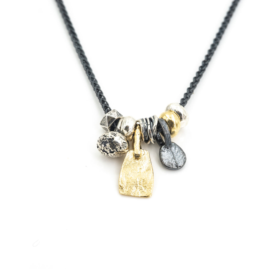 S/S Two Tone Multi Charm Necklace