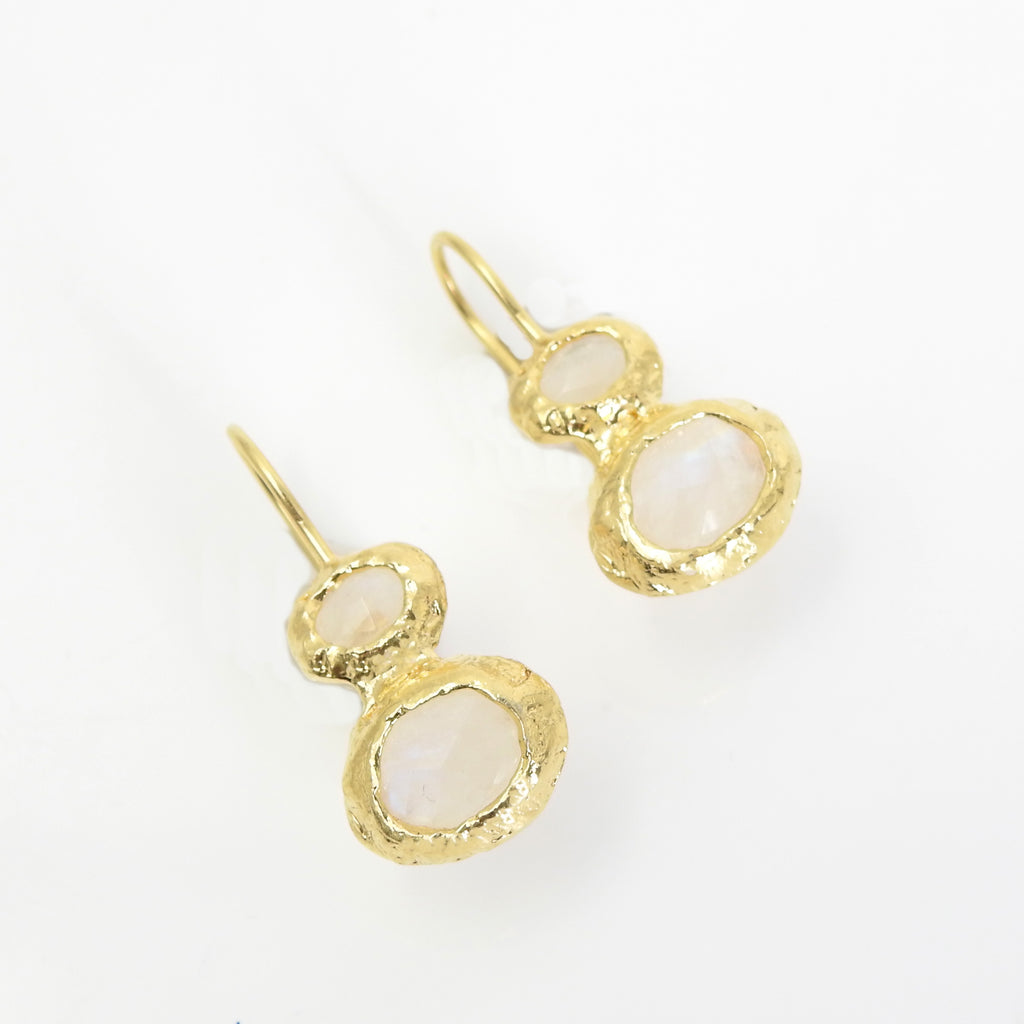 Sterling Silver Gold Vermeil & Moonstone Earrings
