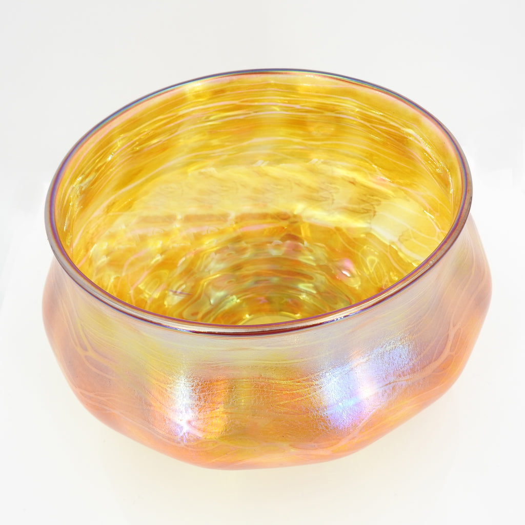 Scallop Amber Iridescent Vase Bowl