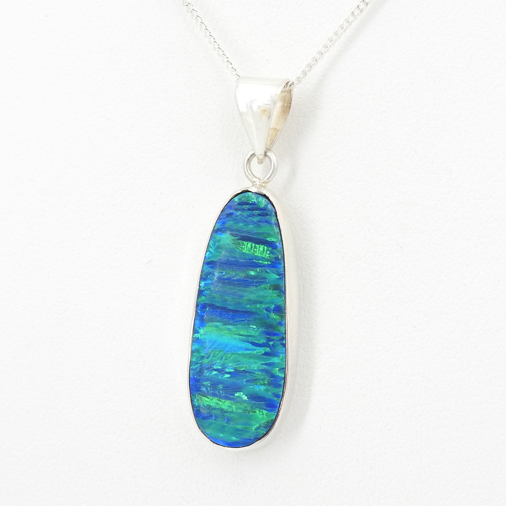 S/S Created Opal Pendant