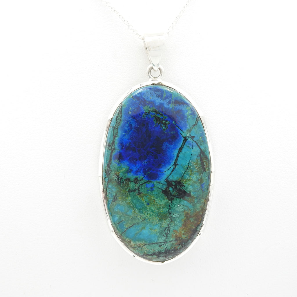 Sterling Silver Large Chrysocolla Pendant