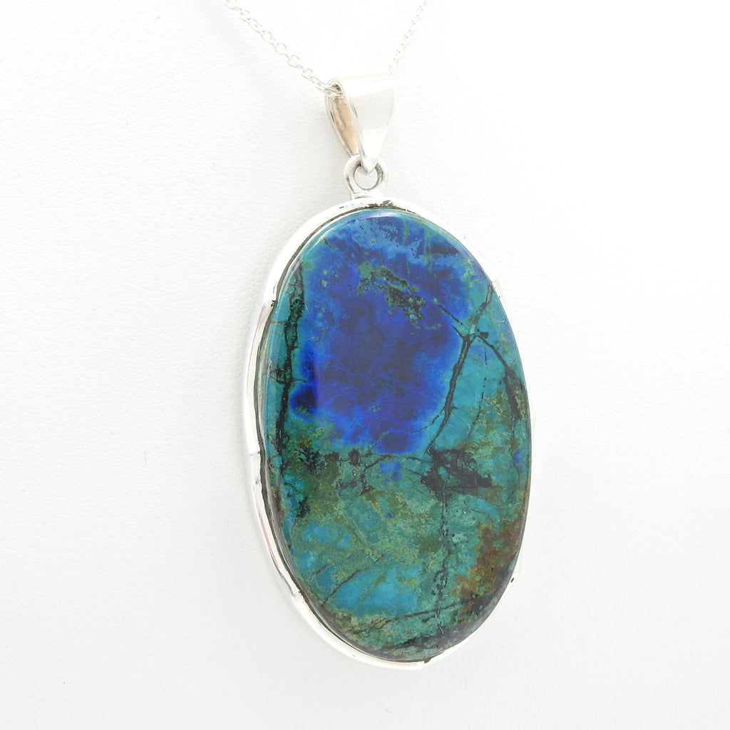 Sterling Silver Large Chrysocolla Pendant