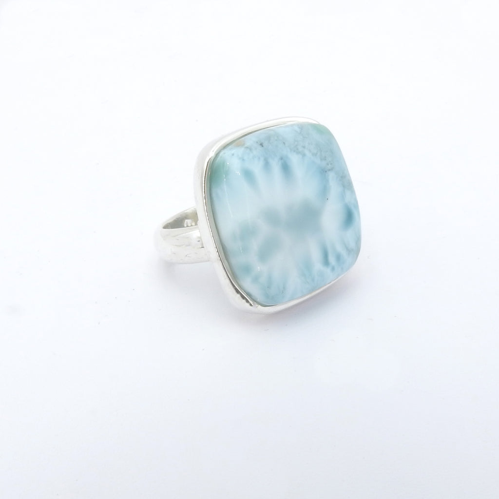 Sterling Silver Square Larimar Ring Size 9.5