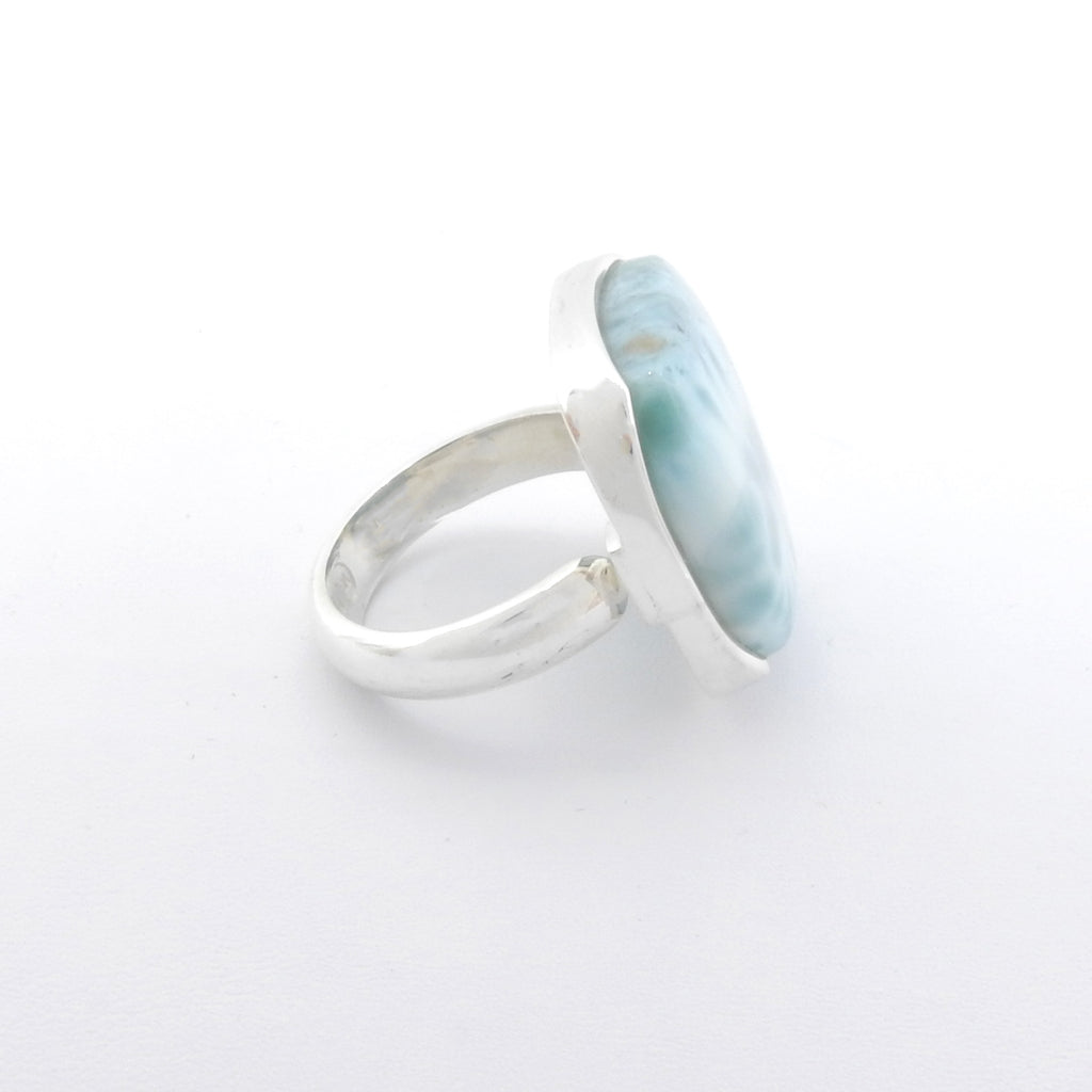 Sterling Silver Square Larimar Ring Size 9.5