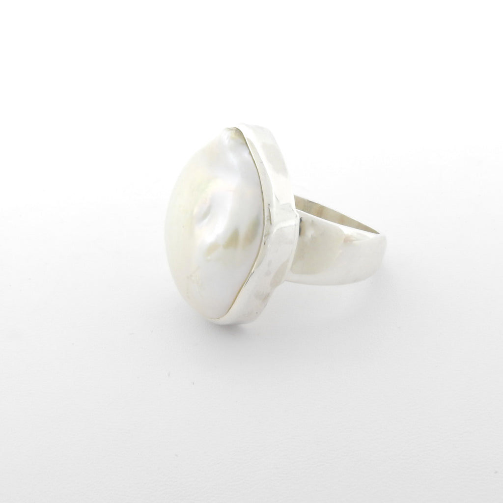 Sterling Silver Mabe Pearl Ring Size 10