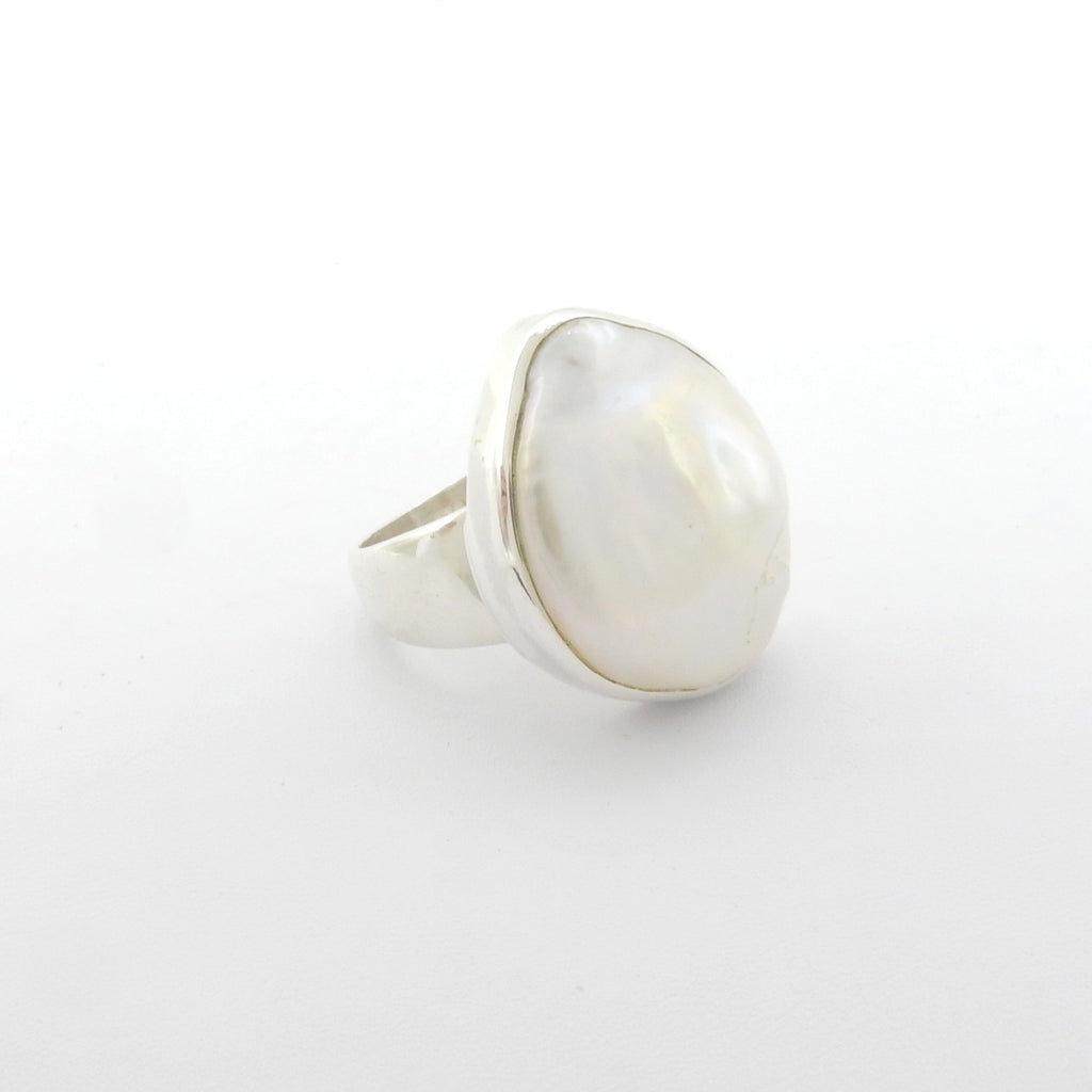 Sterling Silver Mabe Pearl Ring Size 10