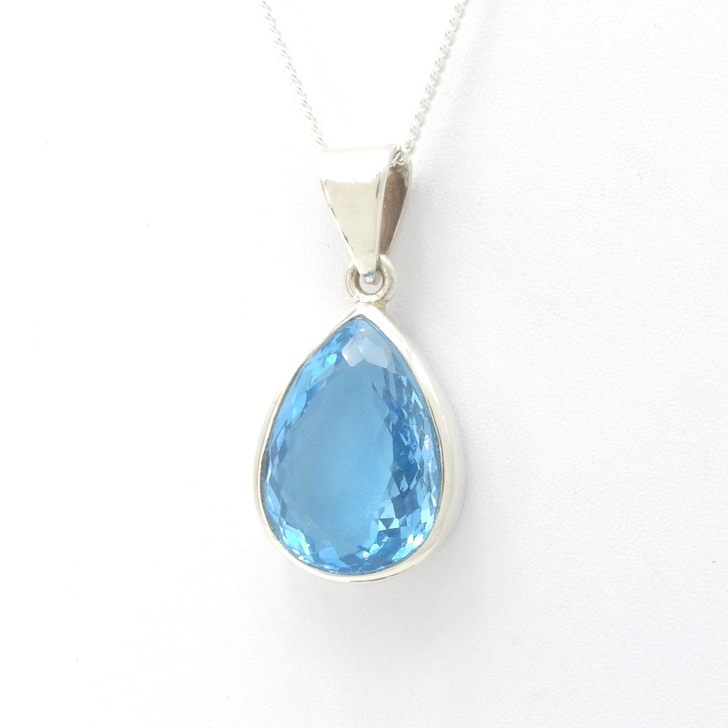Sterling Silver Faceted Blue Topaz Pendant