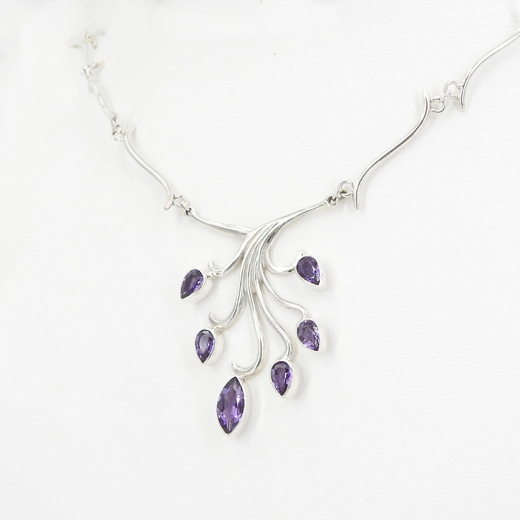 Sterling Silver Amethyst Branch Necklace
