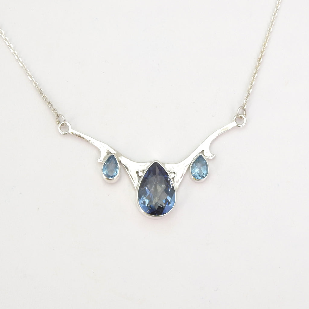 Sterling Silver Blue Topaz or Amethyst Necklace