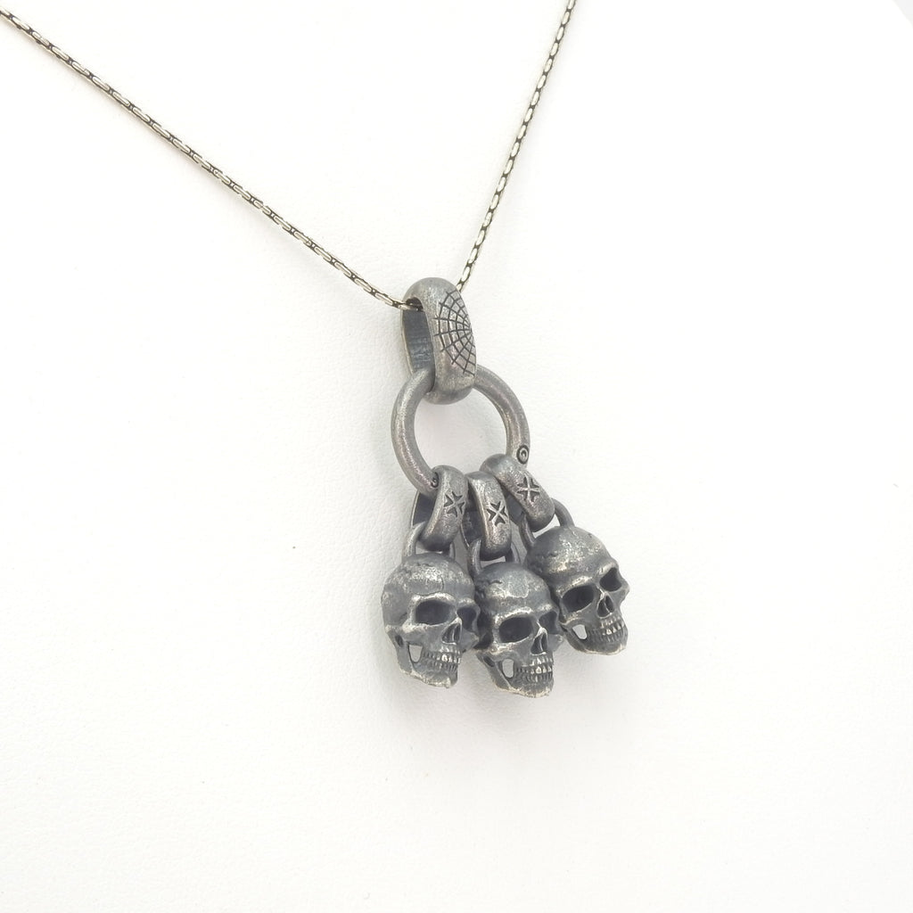 Sterling Silver Three Skull Pendant